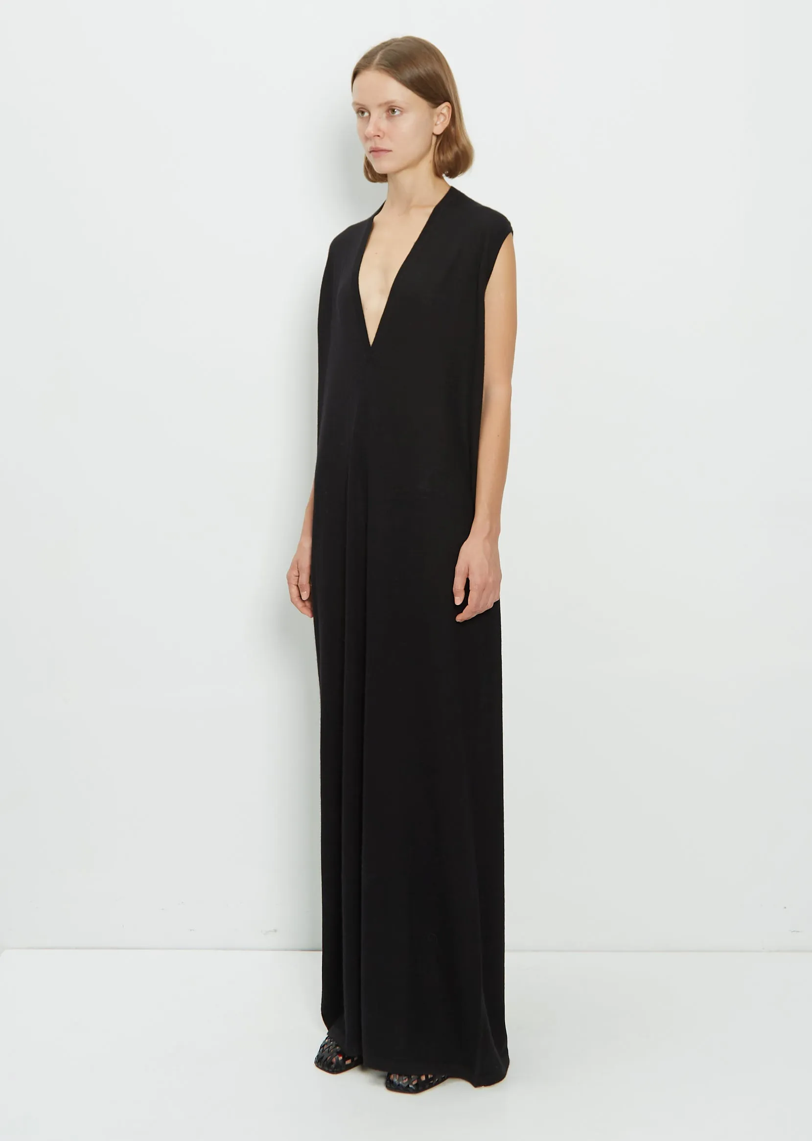 Light Cashmere Long V Dress