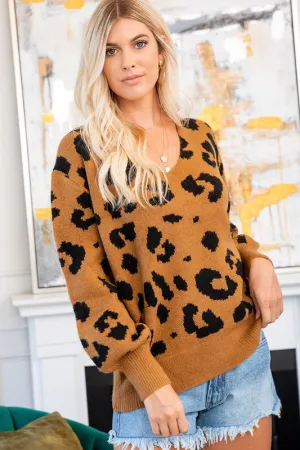 Lindsay Leopard V-Neck Sweater