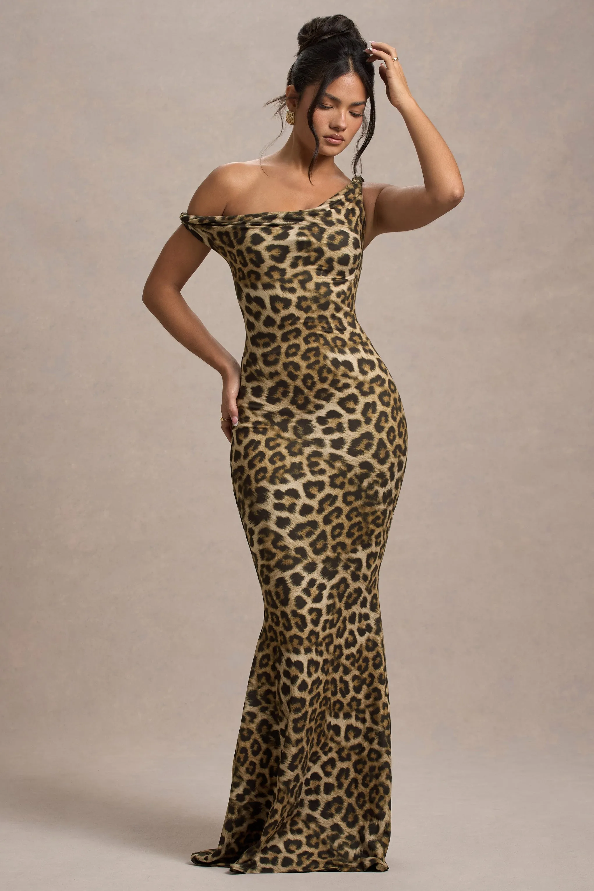 Lita | Leopard Print Twisted Asymmetric Maxi Dress