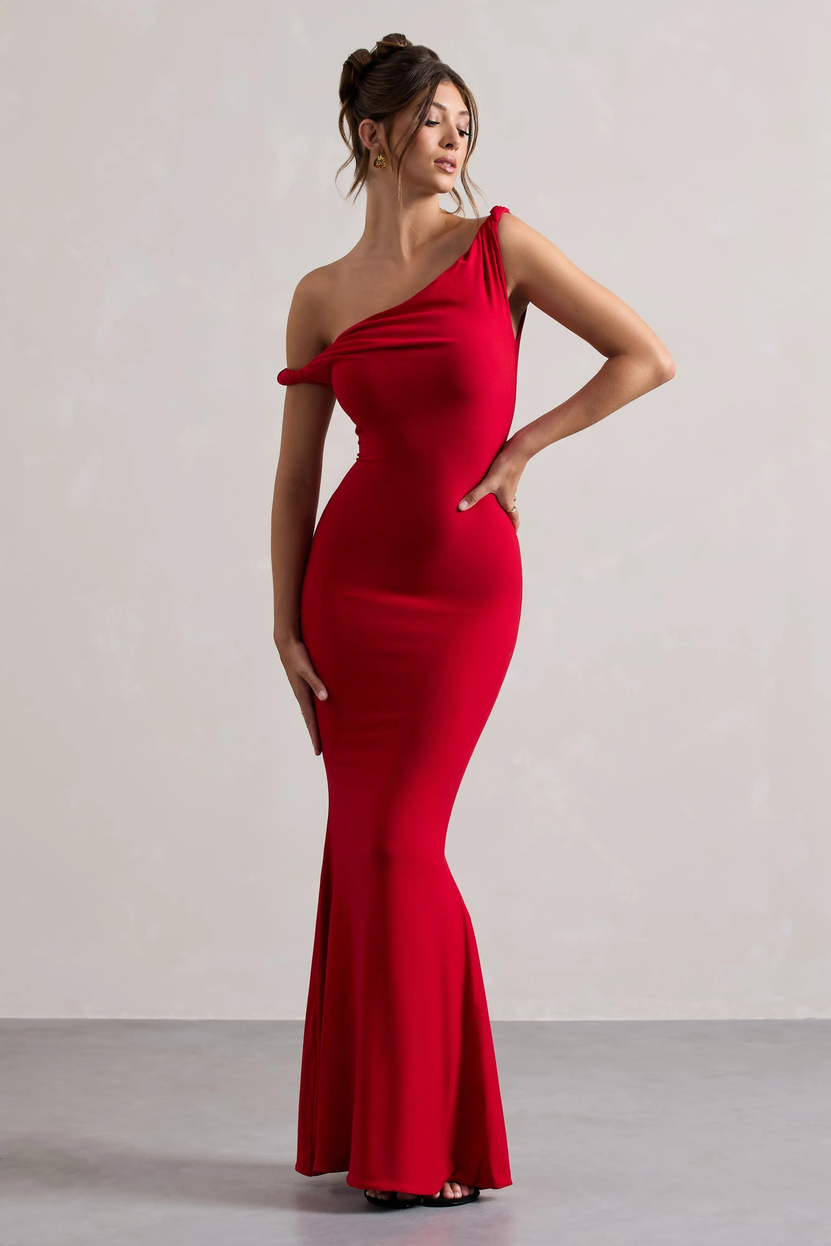 Lita | Red Twisted Asymmetric Maxi Dress