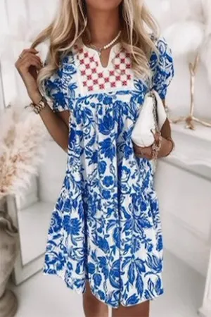 Look at the Clouds Blue Floral Flowy Dress *Online & In Store*