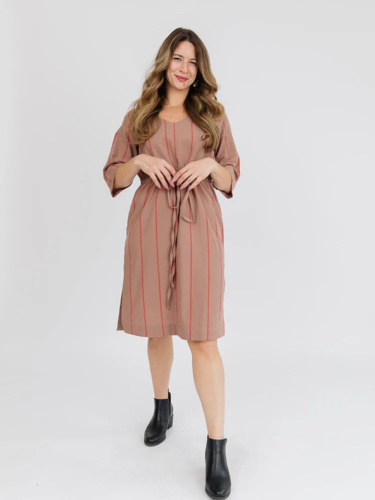 Lori Dress - Cocoa Stripe