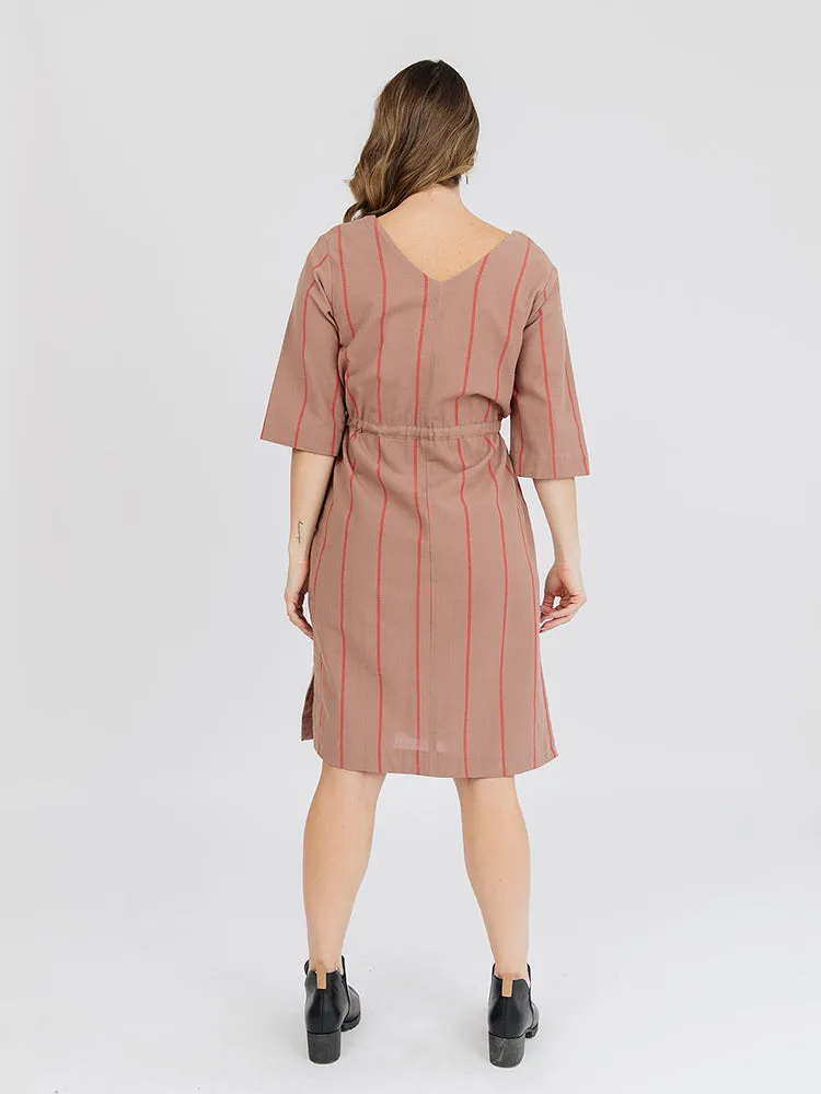 Lori Dress - Cocoa Stripe