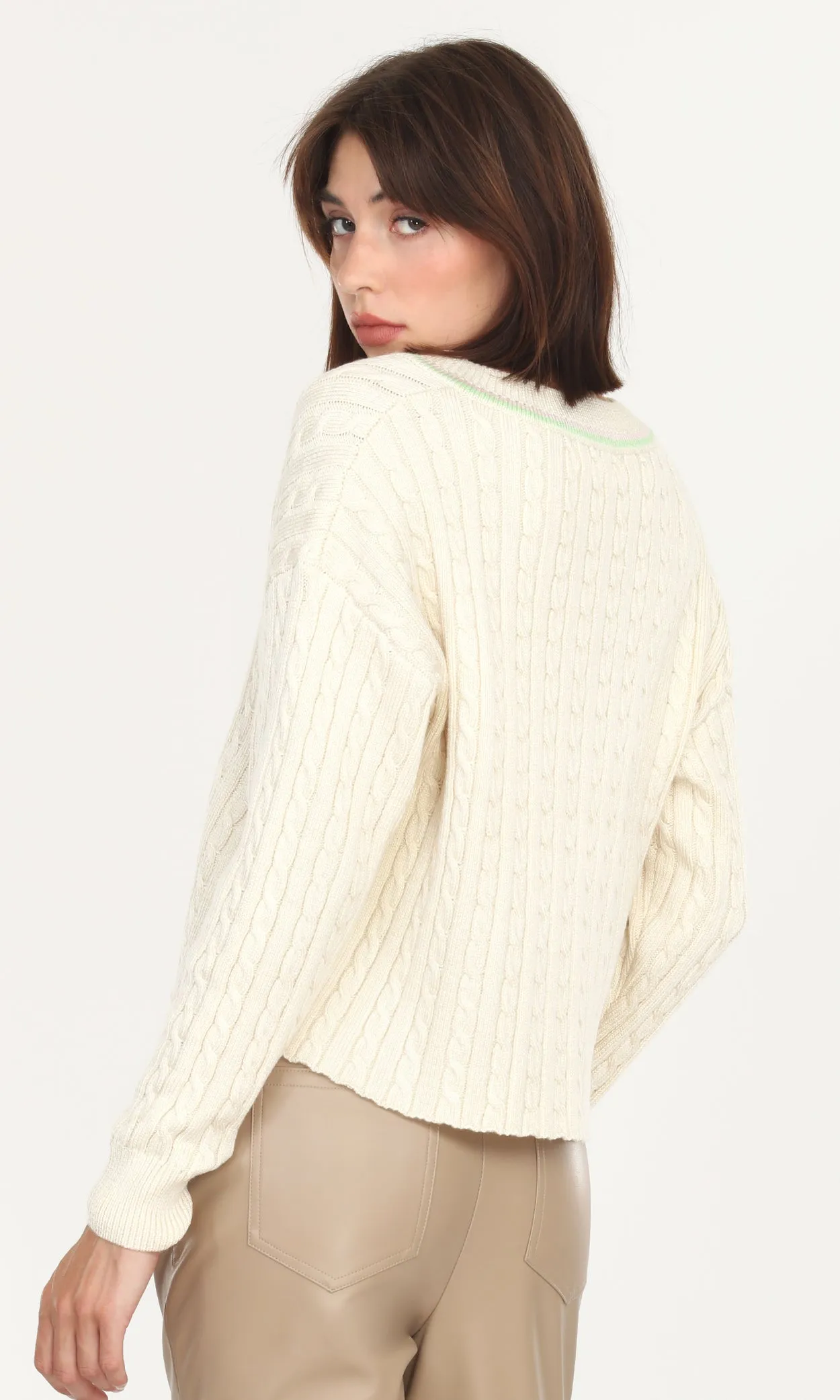 Marly V-Neck Cable Knit Sweater