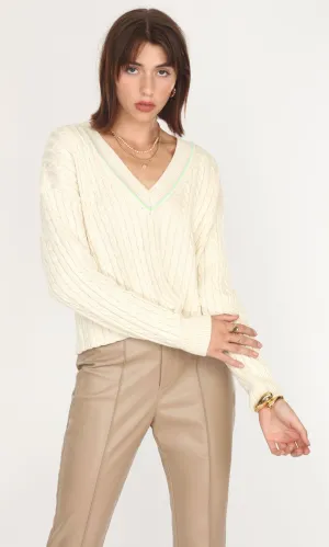 Marly V-Neck Cable Knit Sweater