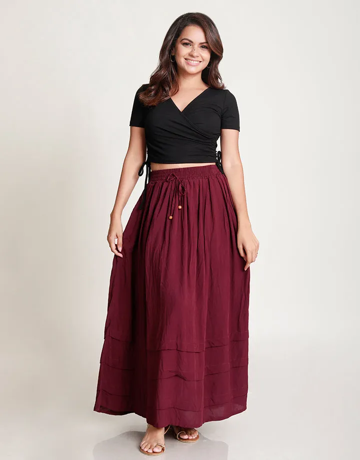 Maxi Skirt with Pleated Hem