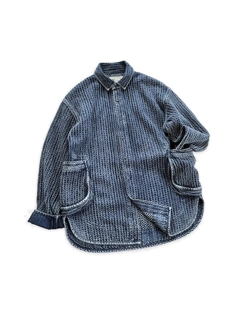 Men's Washed Sashiko Shirt Jacket