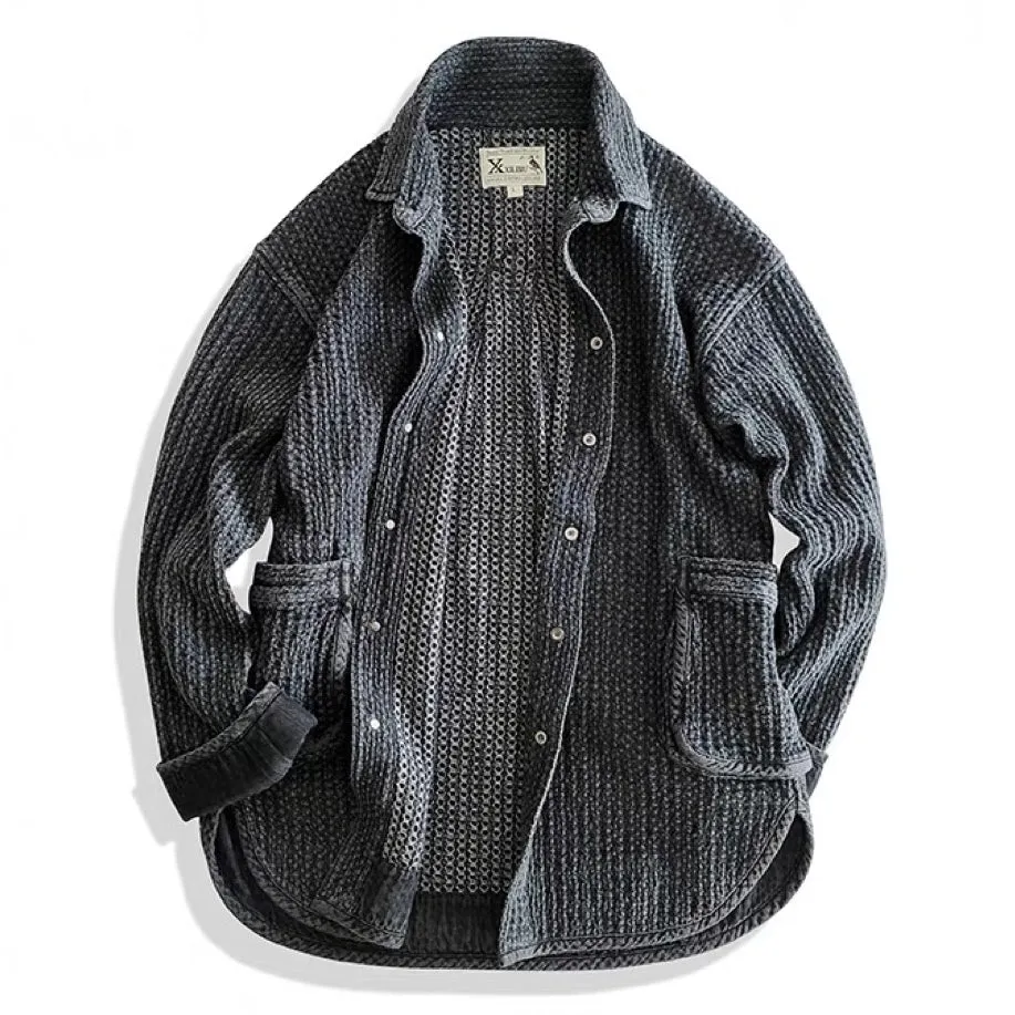 Men's Washed Sashiko Shirt Jacket