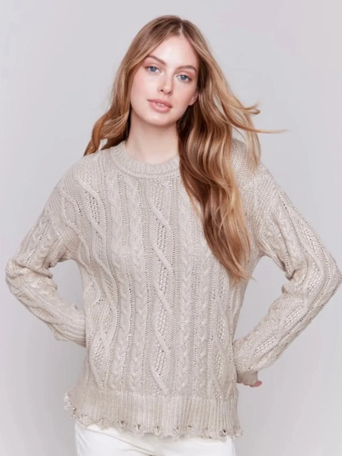 Metallic Cable Knit Sweater