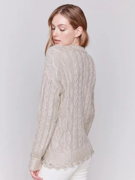 Metallic Cable Knit Sweater