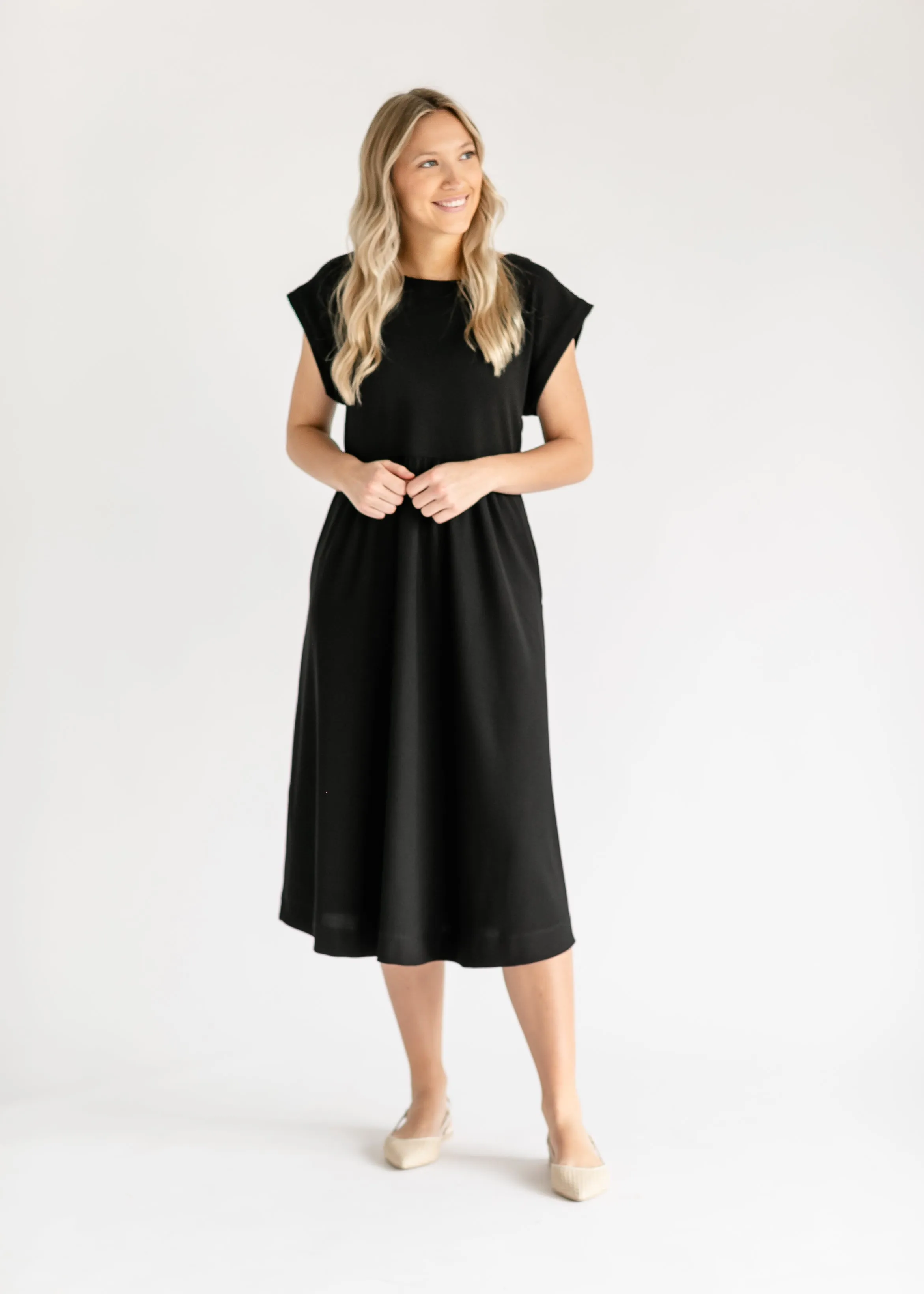 Olivia A-line Solid Midi Dress - FINAL SALE