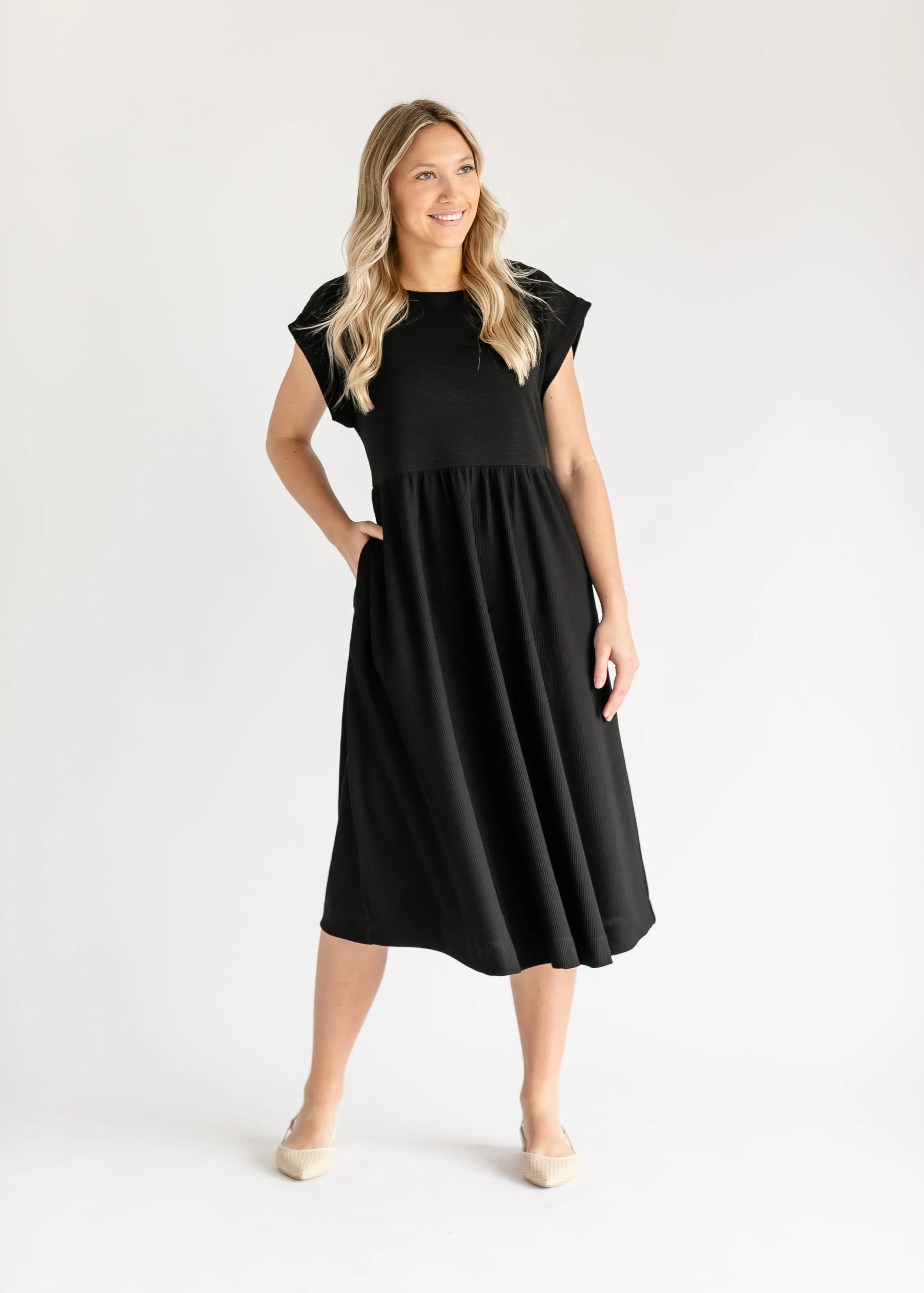 Olivia A-line Solid Midi Dress - FINAL SALE