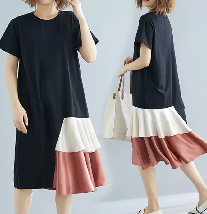 Patchwrok Dresses Loose Summer Dresses Casual Women Dresses ZRL97213