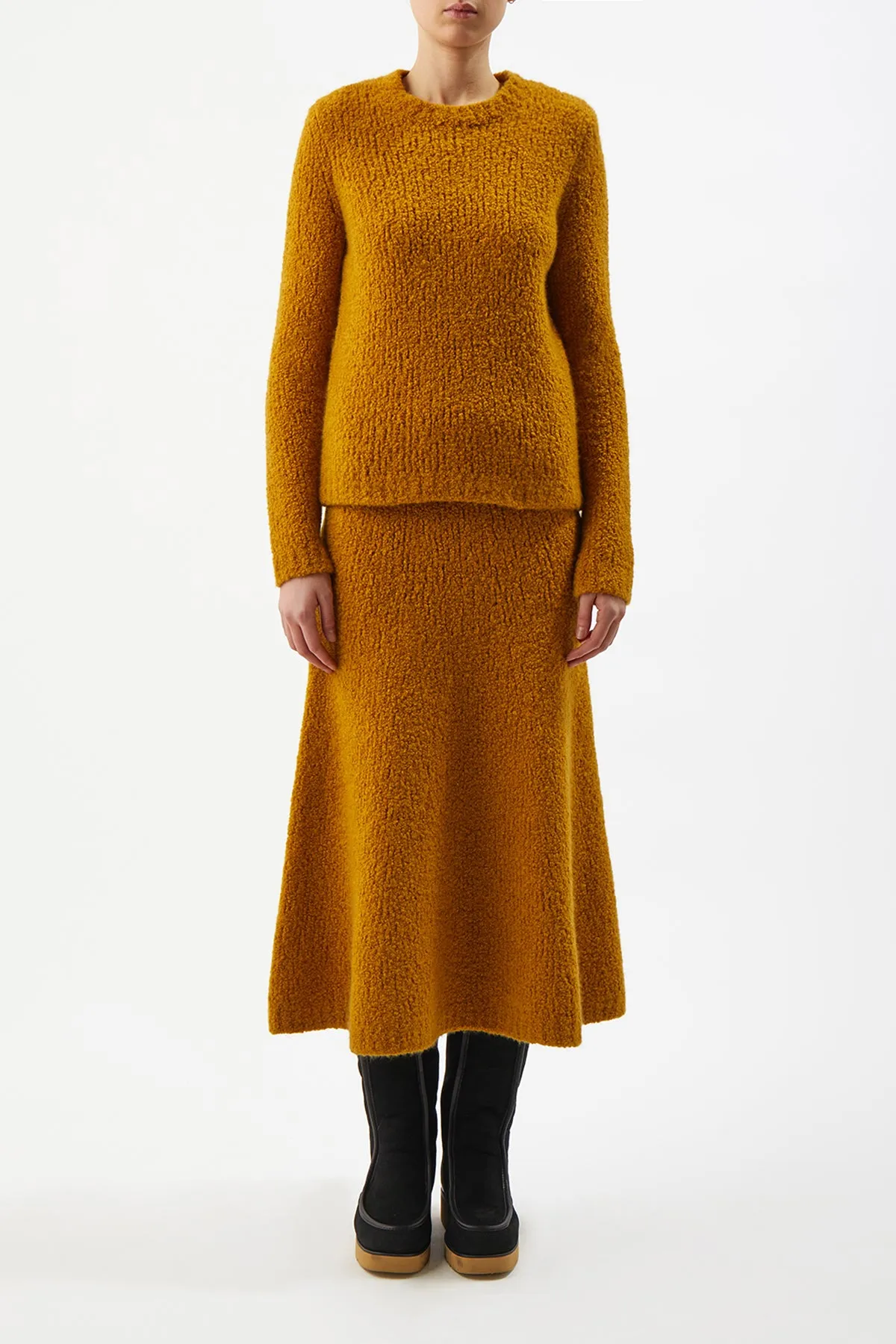 Philippe Knit Sweater in Saffron Cashmere Silk Boucle