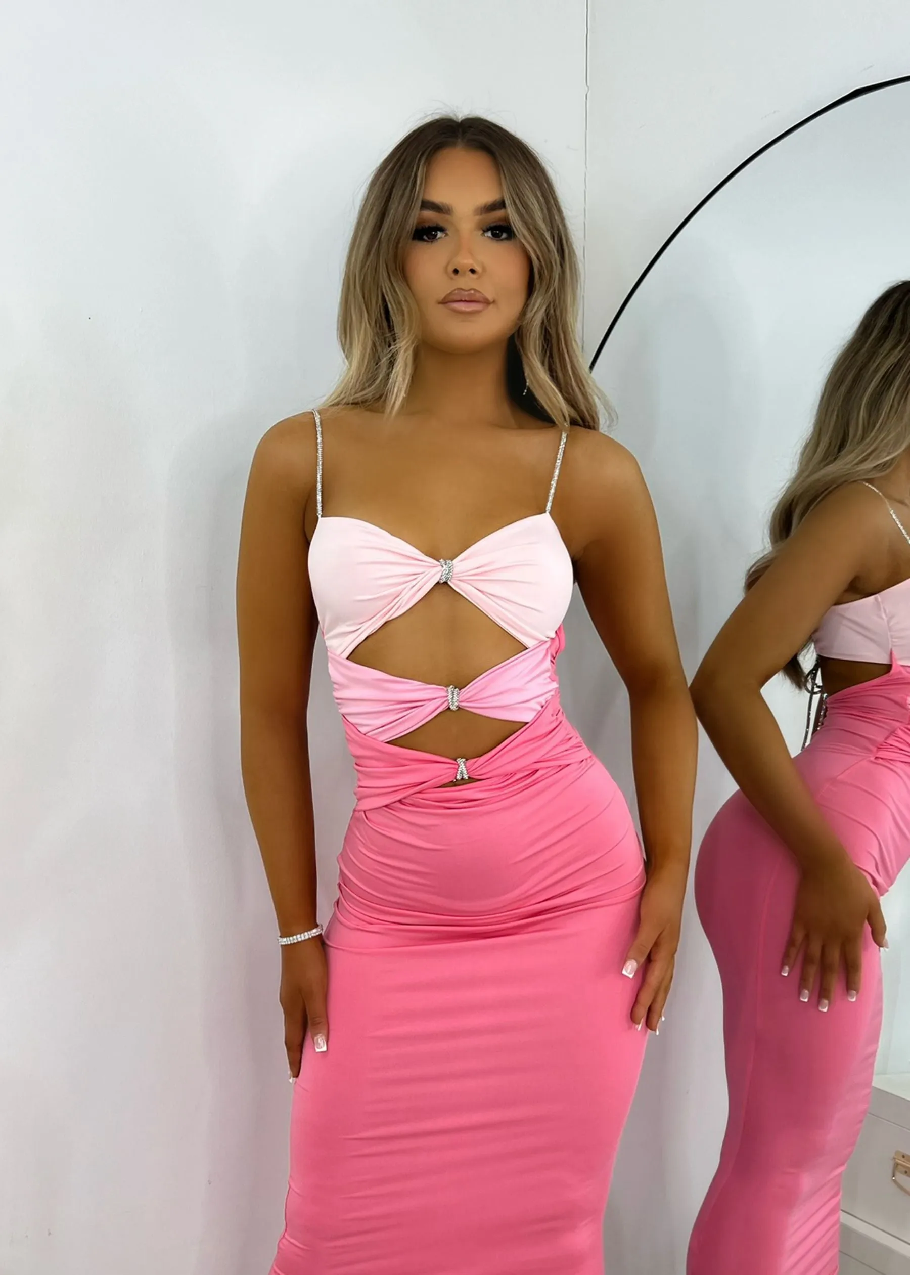 Pick Me Up Cut Out Detail Midi Dress - Pink