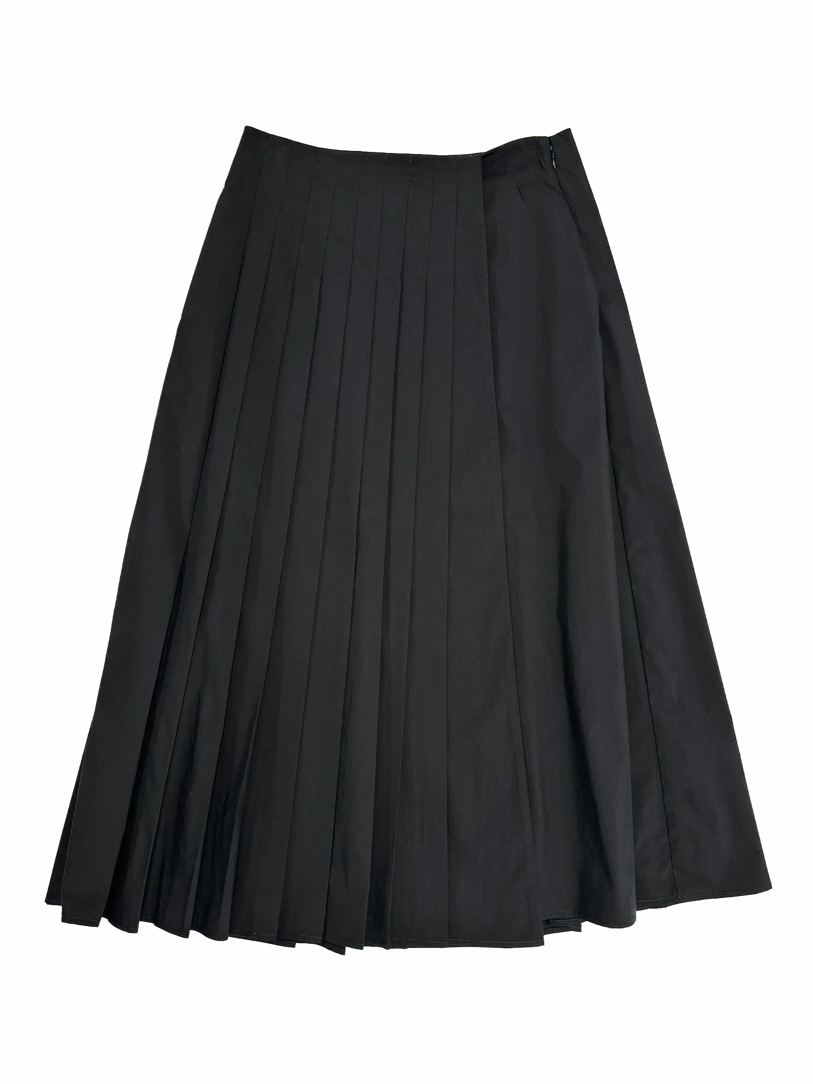 Pleated Wrap Skirt in Black