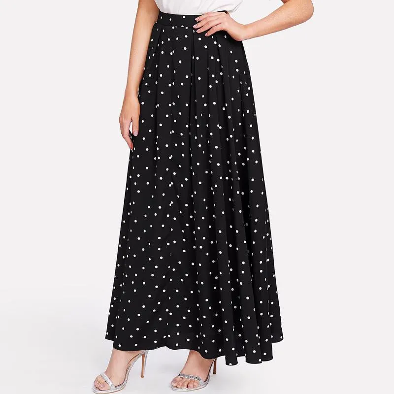 Polka Dot Swing Maxi Skirt for Women