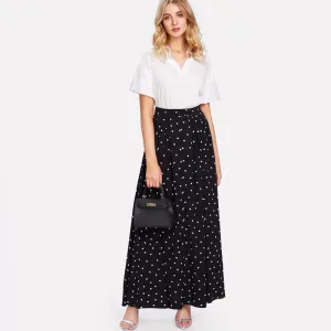 Polka Dot Swing Maxi Skirt for Women