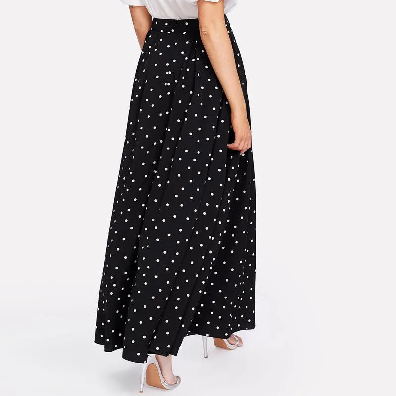 Polka Dot Swing Maxi Skirt for Women