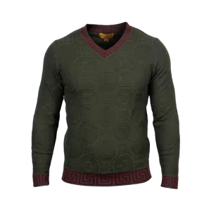 Prestige Olive Men's V-Neck Luxury Style Pullover Sweaters