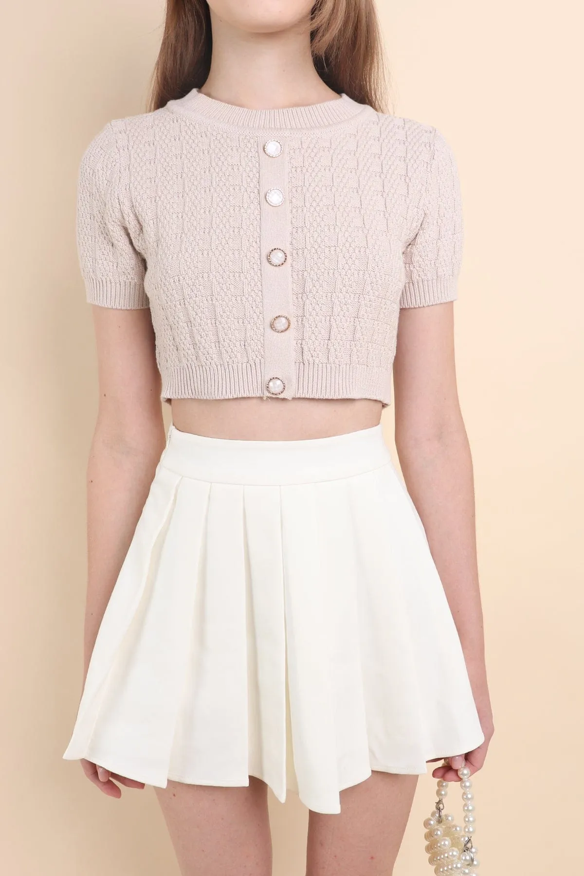 RESTOCKED** CAMU PLEATED SKIRT IN CREAM WHITE