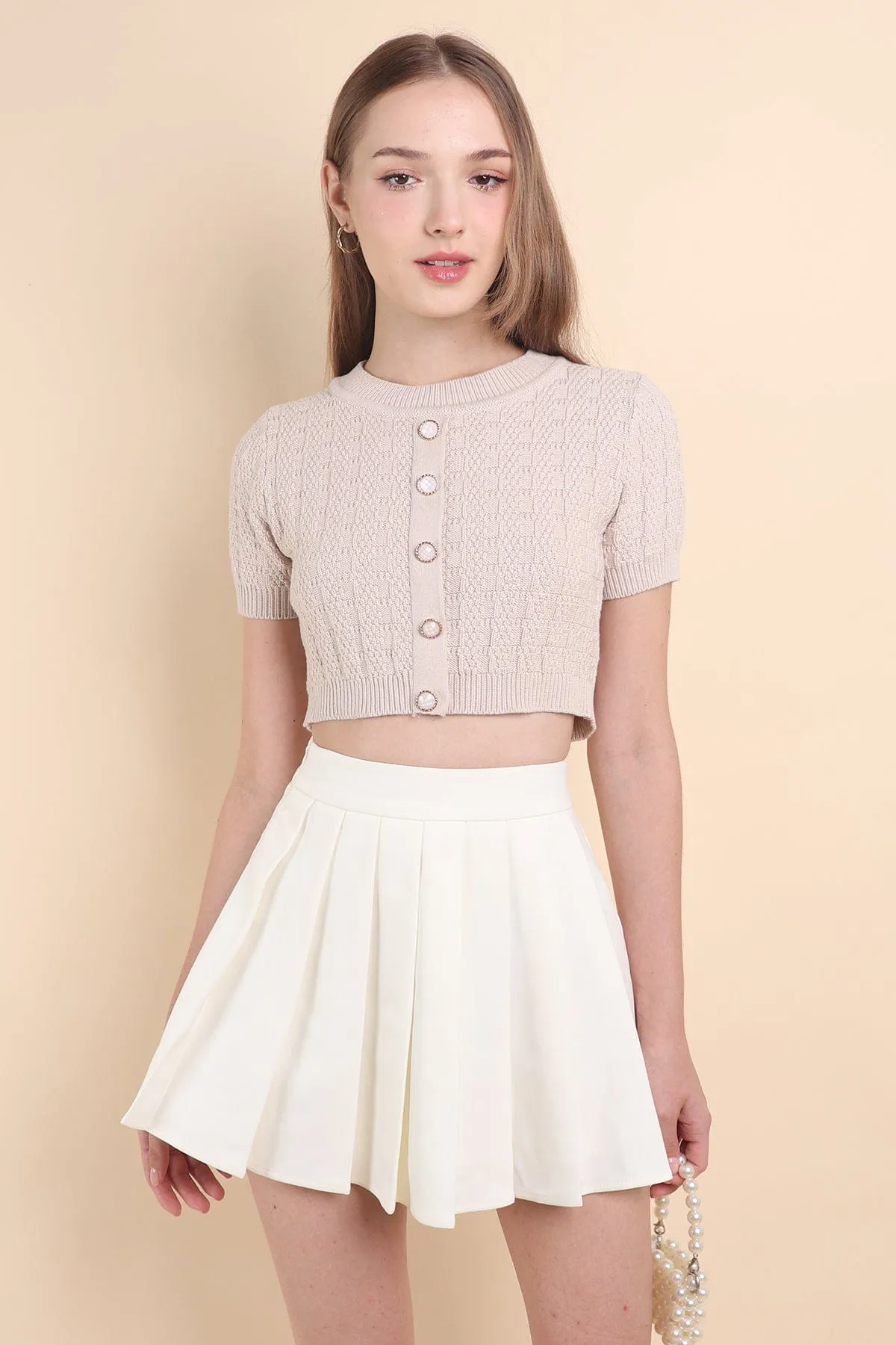 RESTOCKED** CAMU PLEATED SKIRT IN CREAM WHITE