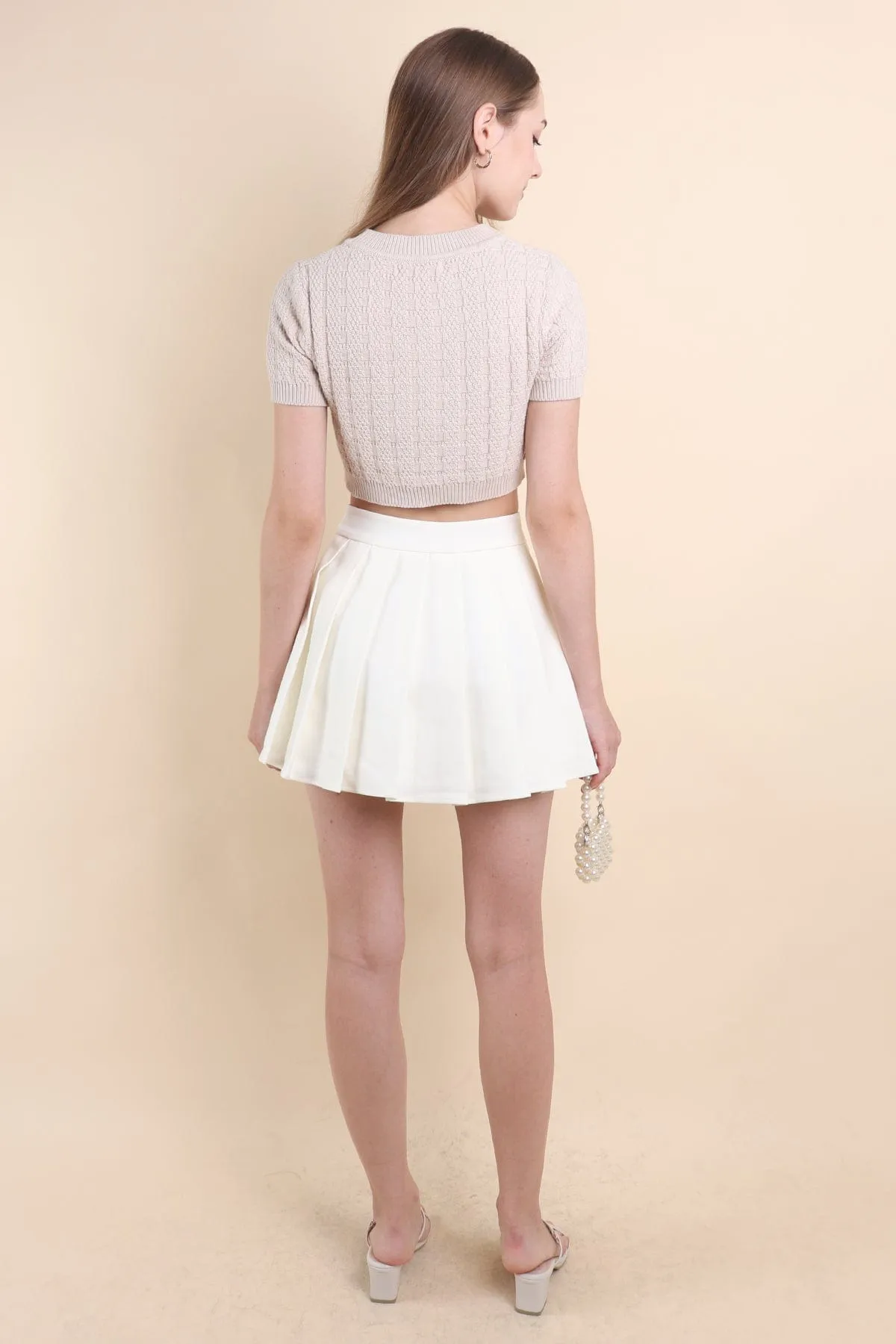 RESTOCKED** CAMU PLEATED SKIRT IN CREAM WHITE