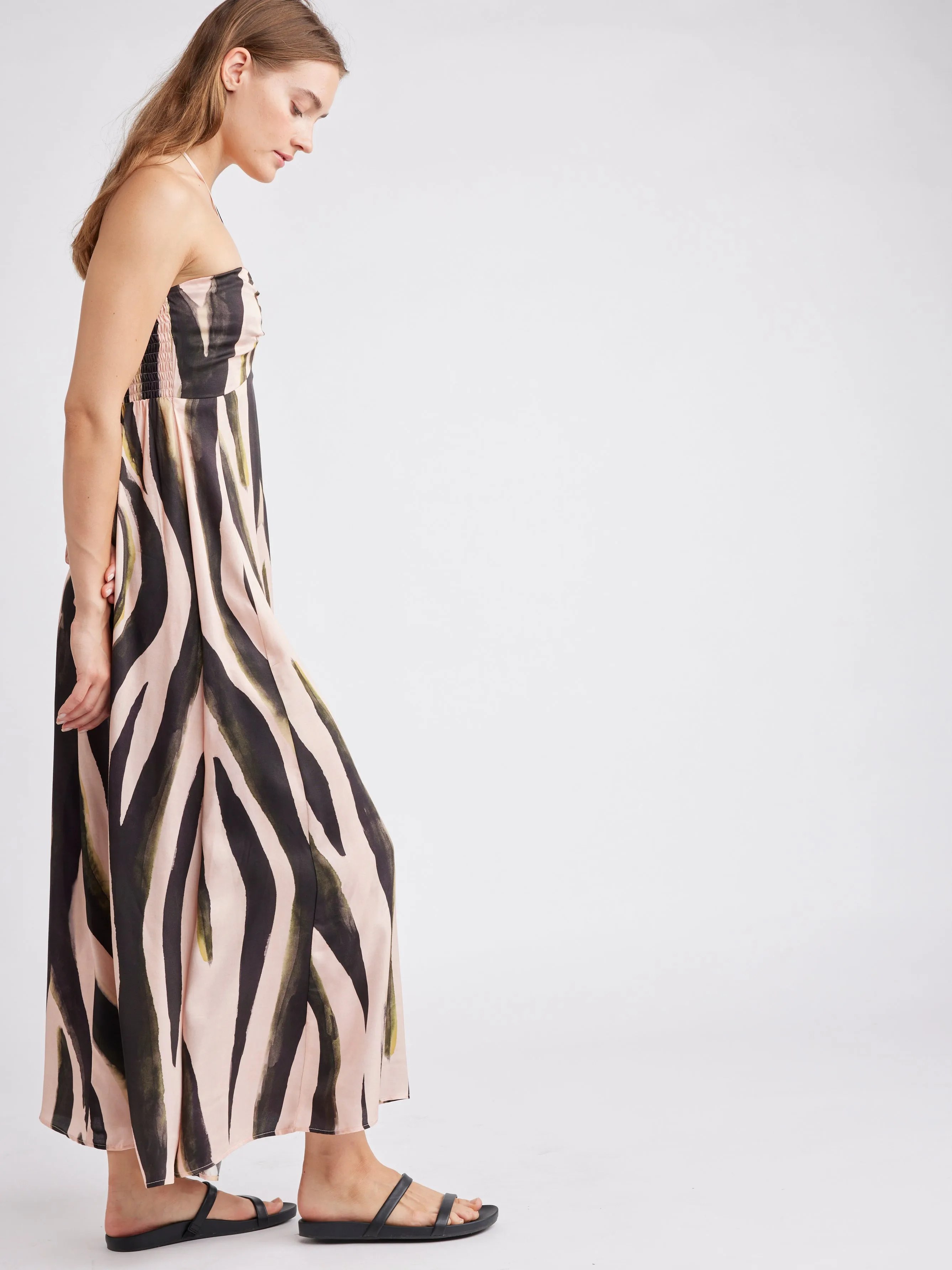 SELF CONTRAST Katya U-Ring Halter Maxi Dress