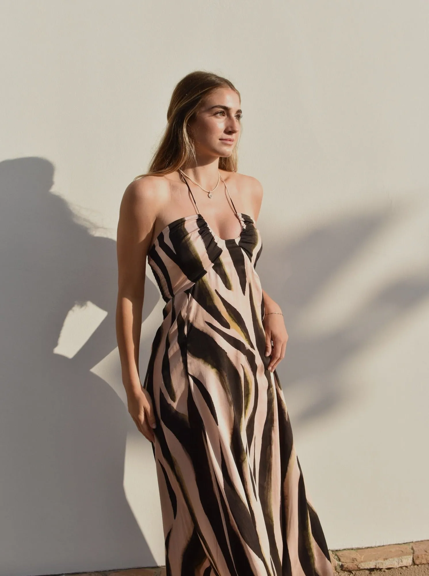 SELF CONTRAST Katya U-Ring Halter Maxi Dress