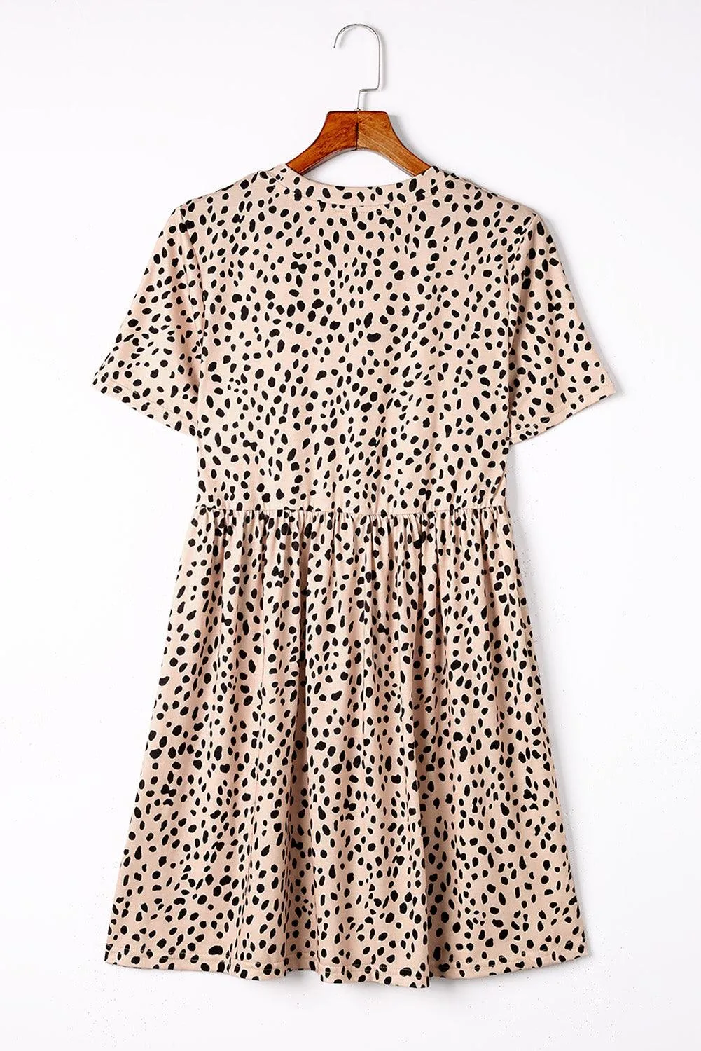 Short Sleeve Leopard Printed Summer Tunic T-shirt Dress