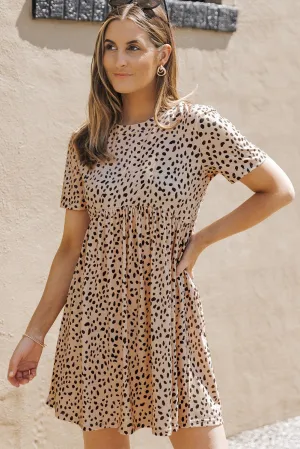 Short Sleeve Leopard Printed Summer Tunic T-shirt Dress