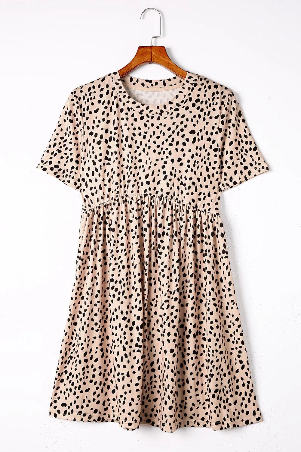 Short Sleeve Leopard Printed Summer Tunic T-shirt Dress