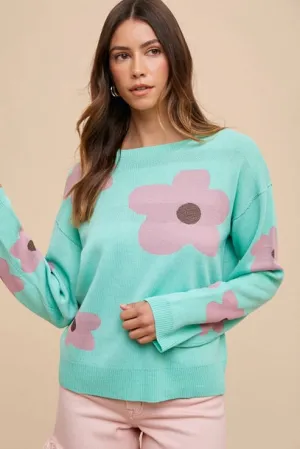 Tulip Flower Patter Sweater Top