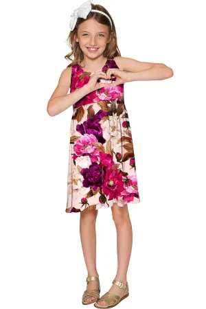 Vintage Charm Sanibel Empire Cut Printed Floral Dress - Girls