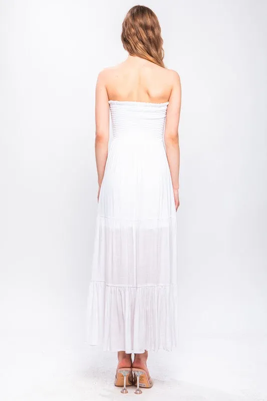 White Strapless Maxi Dress