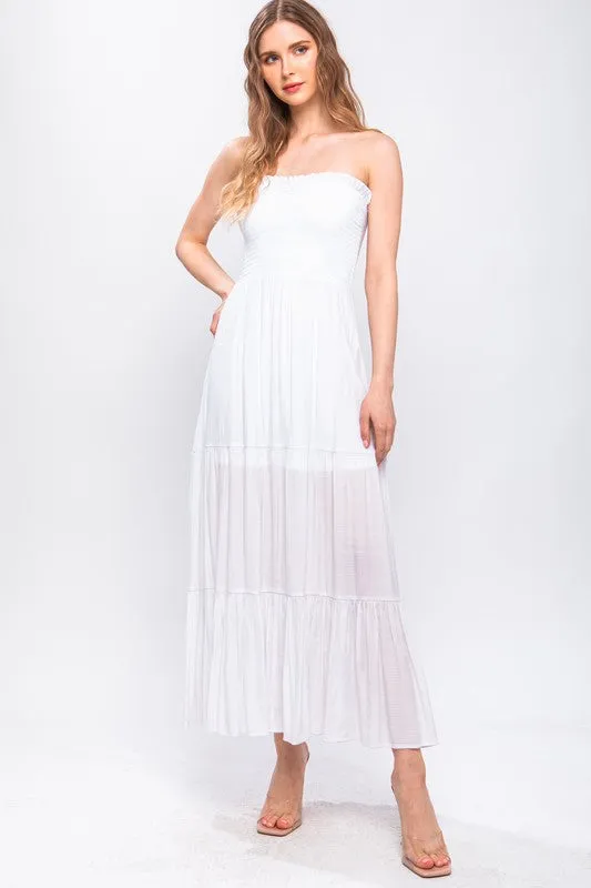 White Strapless Maxi Dress