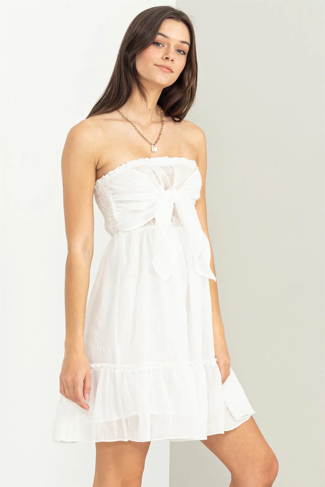 White Tube Love Strapless Mini Dress