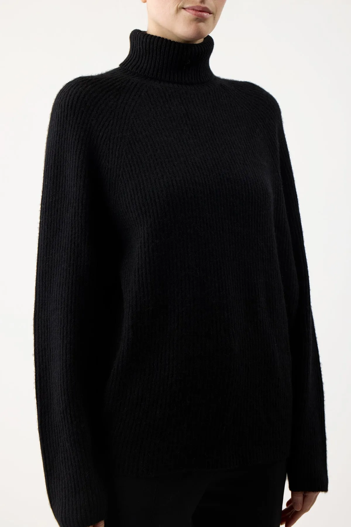 Wigman Knit Turtleneck Sweater in Black Cashmere