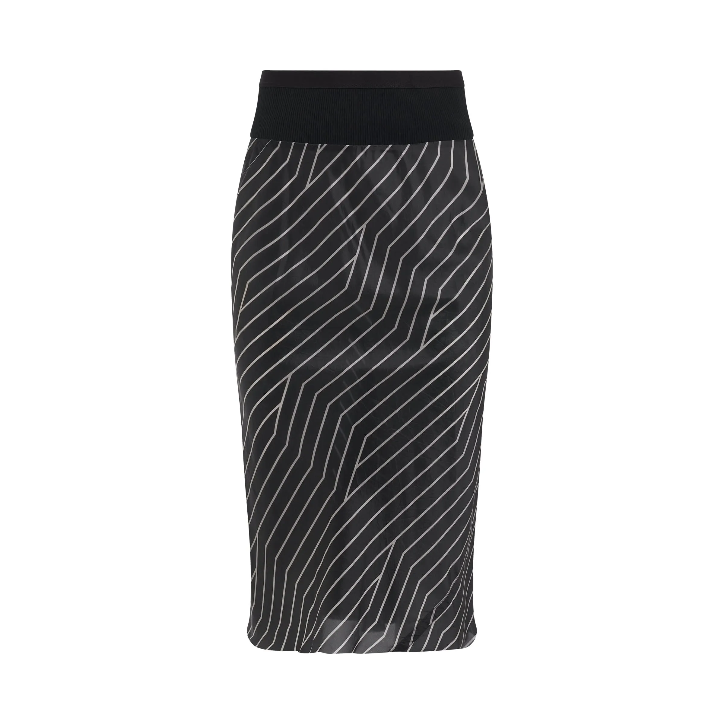 Woven Knee Bias Skirt in Black/Pearl